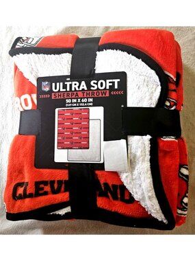 Cleveland Browns Sherpa Throw Blanket Ultra Supersoft 60"x50" 100% Poly New NFL